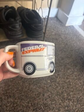 Federal Express Vintage Truck Ceramic Mug - White with Purple & Orange Logo